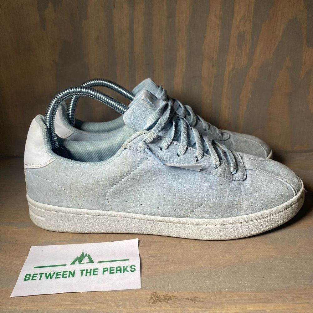 Champion Womens 9 Rally Court Sneakers Shoe Blue Suede White Low Top Lace Up